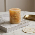 The Luxe Pillar Candle – Amber Gold