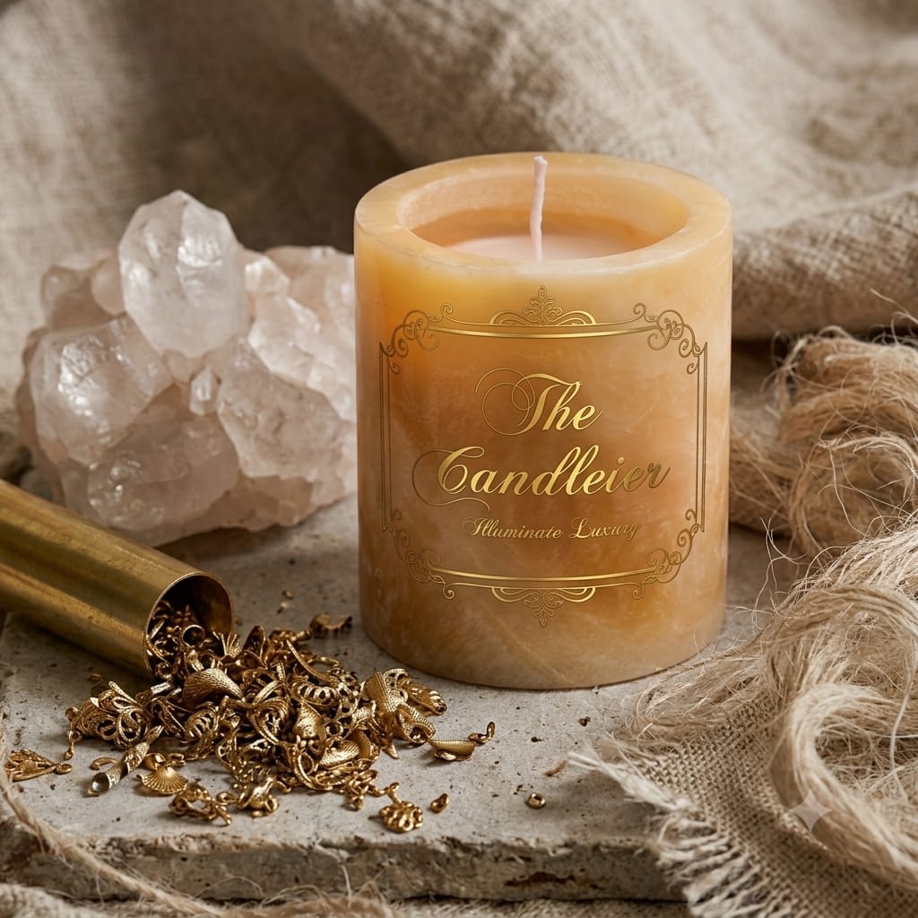 The Luxe Pillar Candle – Amber Gold
